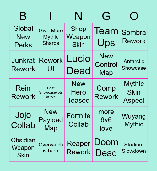 Overwatch 2026 roadmap Bingo Card