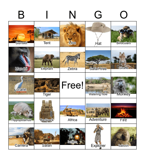 Safari Bingo Card