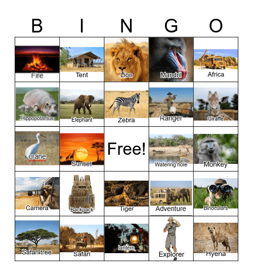 Safari Bingo Card
