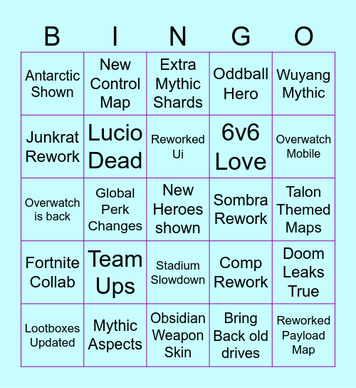 Overwatch 2026 Spotlight Predictions Bingo Card