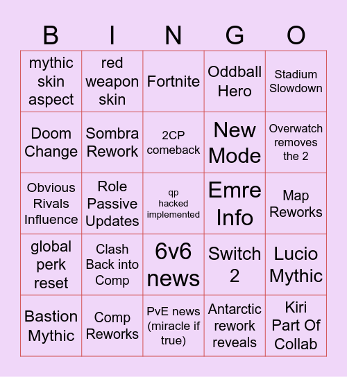 spotlight 2026 Bingo Card