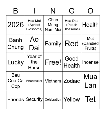 Tet Bingo! Bingo Card