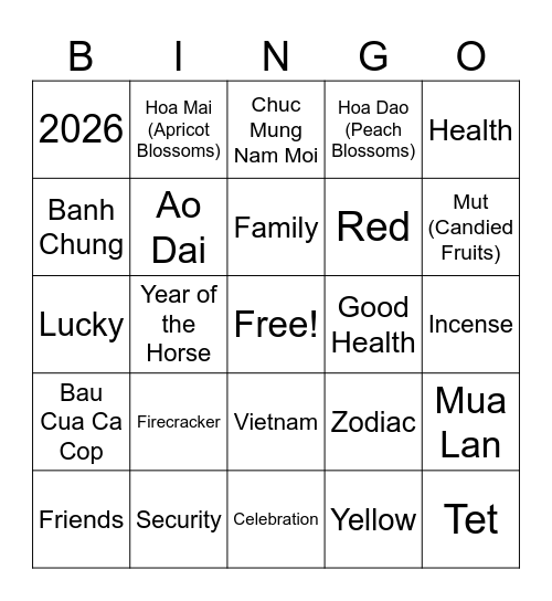 Tet Bingo! Bingo Card