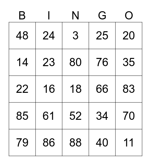 Музыкальное лото Bingo Card