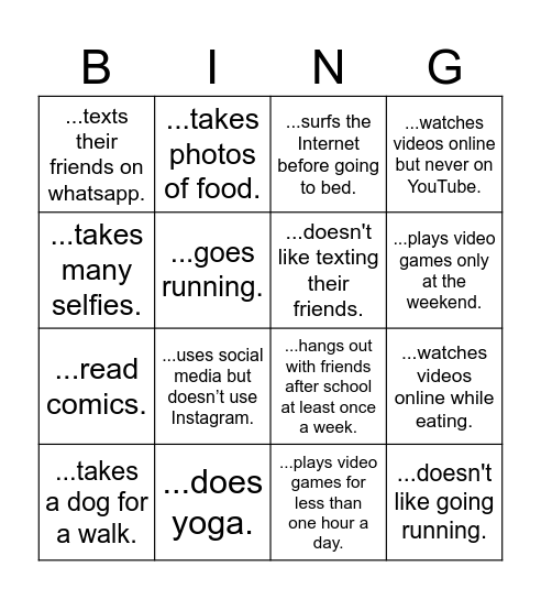 Find someone who... Bingo Card