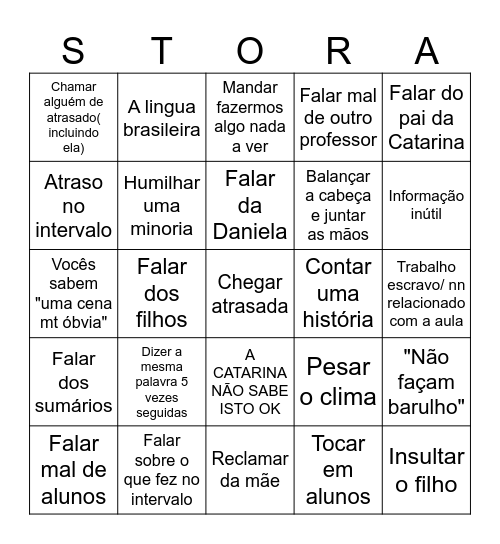 BINGO FLORBOLA Bingo Card