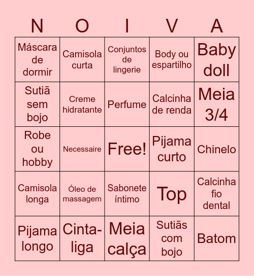 Bingo da noiva Bingo Card