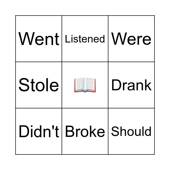 Past Tense Bingo Card