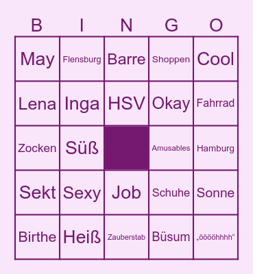 Sandras Junggeselinnen Abschied Bingo Card