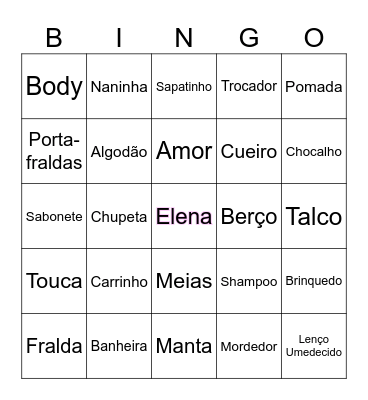 Chá de Bebê Bingo Card