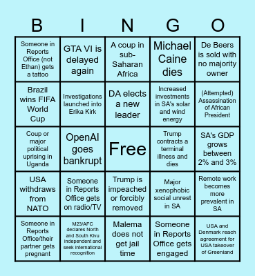 2026 Office Bingo Card