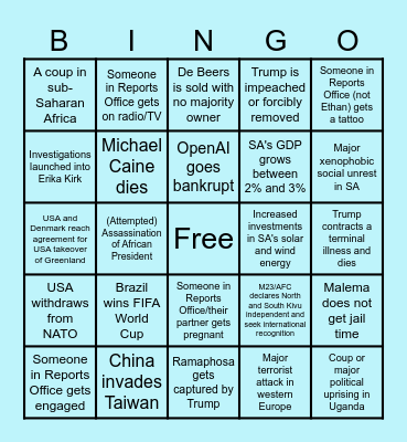 2026 Office Bingo Card