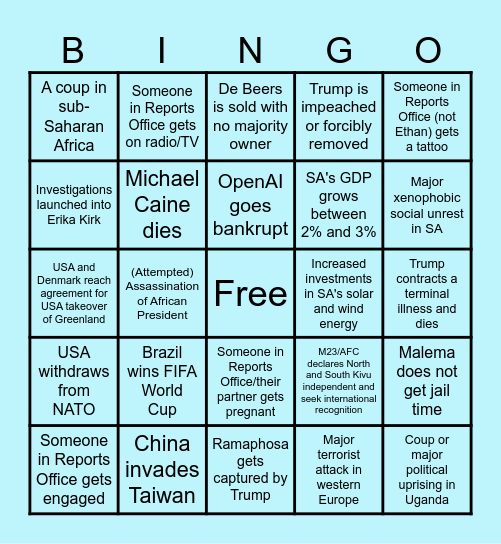 2026 Office Bingo Card