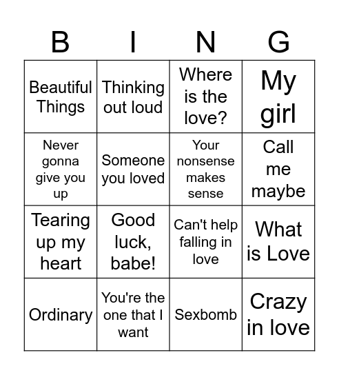 Jakob Muth Valentine's Bingo Card