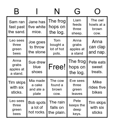 Assonance Bingo Card