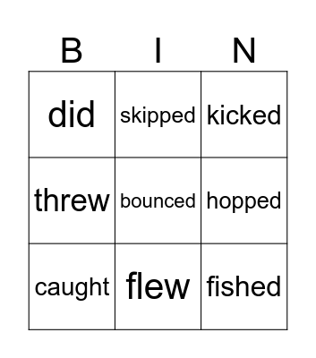 Past simple verbs Bingo Card