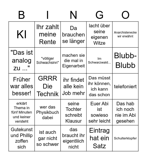 Gutekunst Bingo Card