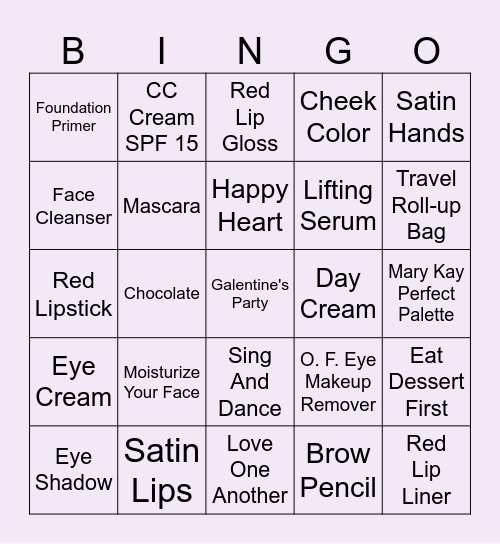 Galentine Bingo Card