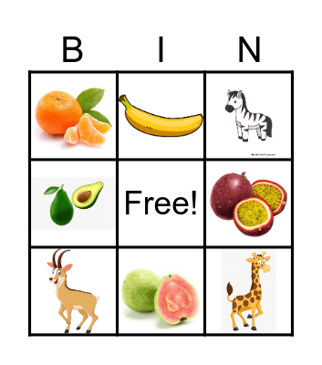 Handa's Surprise Bingo Card
