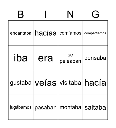 4A Imperfect BINGO Card