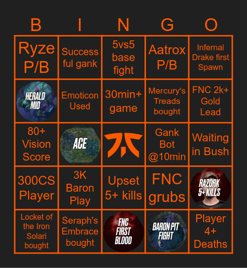 FNC vs KCB (WS 26) Bingo Card