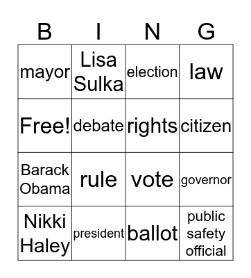 Government Review Bingo Card