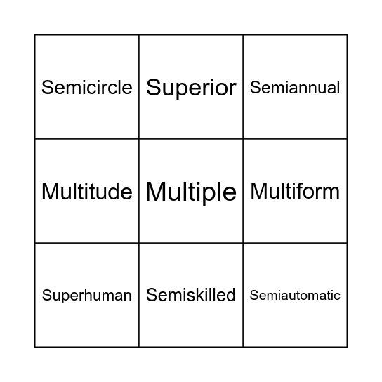 Unit 6 Vocab Bingo Card