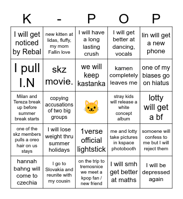 Kpop bingo card Bingo Card