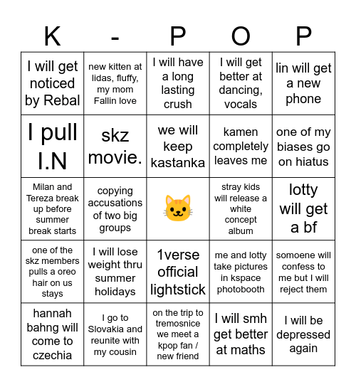Kpop bingo card Bingo Card