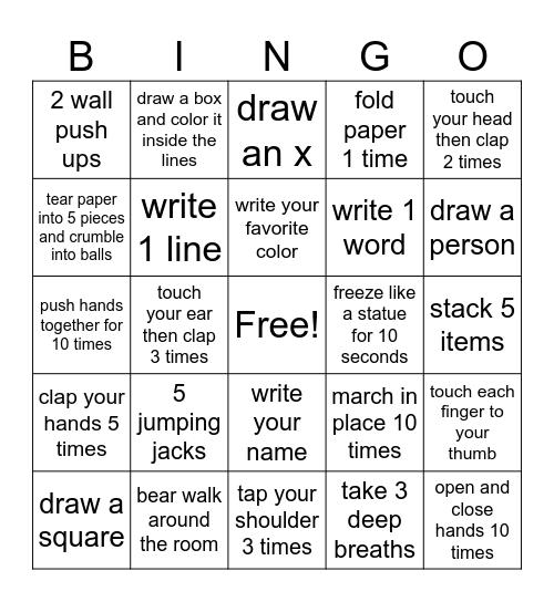 OT Bingo Card