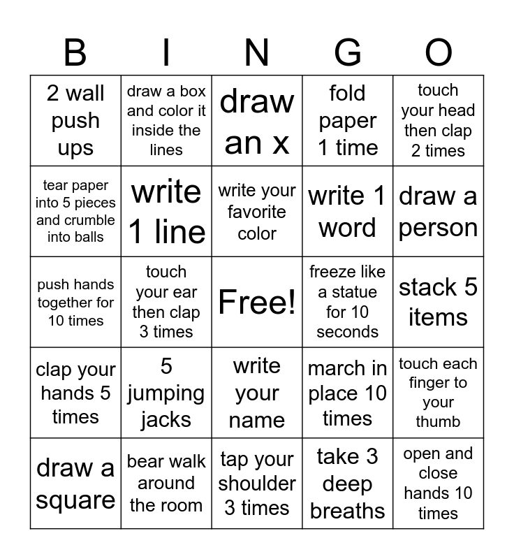OT Bingo Card