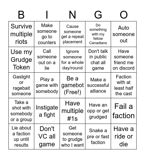 Erad Bingo Card