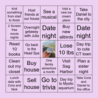 Francesca 2026 Bingo Card