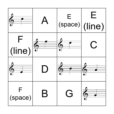TREBLE CLEF BINGO Card