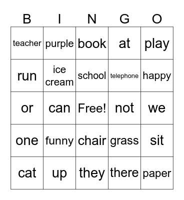 Edmark 9 Bingo Card