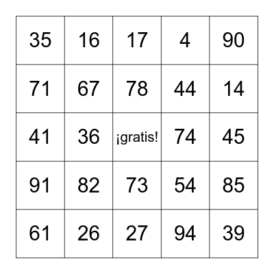 BINGO MUSICAL Bingo Card