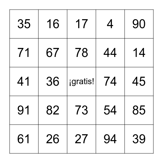 BINGO MUSICAL Bingo Card