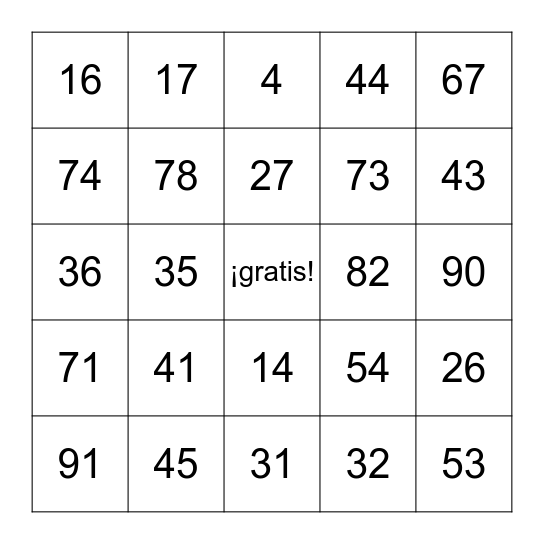 BINGO MUSICAL Bingo Card