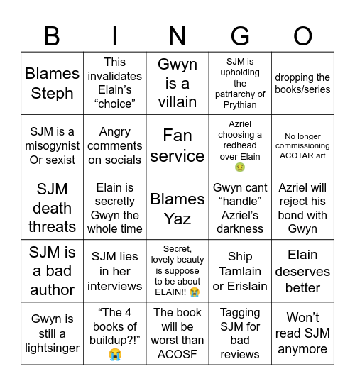 Elriel Bingo Card Bingo Card