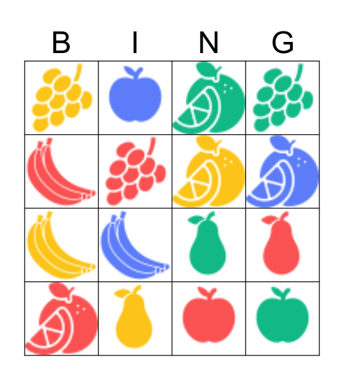 Fruit Bingo Card