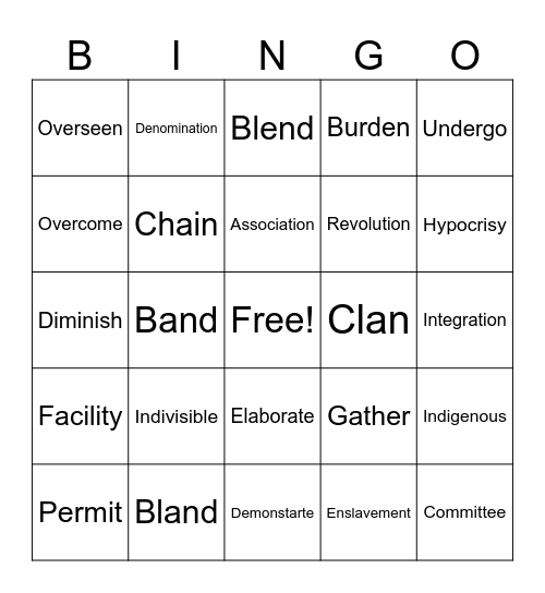 Bingo Period 3 Bingo Card