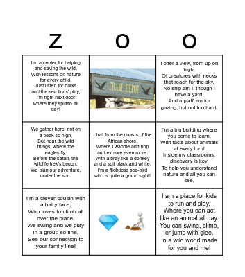Zoo's Clues Bingo Card