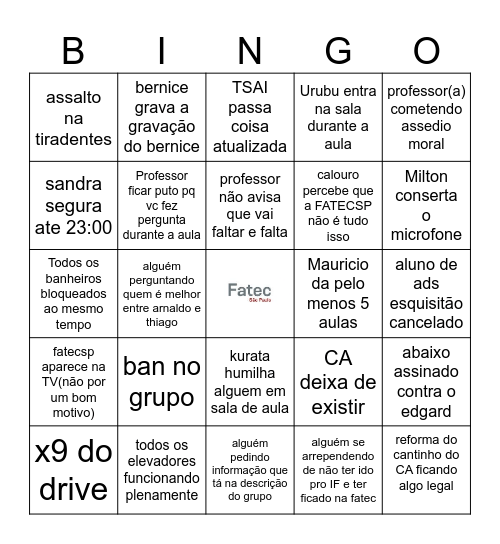 FATEC SP Bingo Card