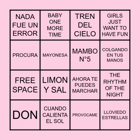 BINGO MUSICAL Bingo Card