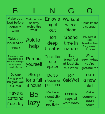 Mental Health Awareness Bingo Card