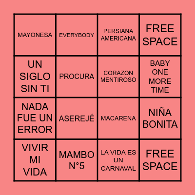 BINGO MUSICAL Bingo Card