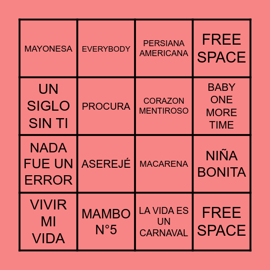 BINGO MUSICAL Bingo Card