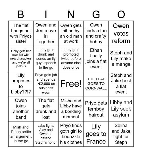 Flat Post-Uni Bingo 2026 Bingo Card