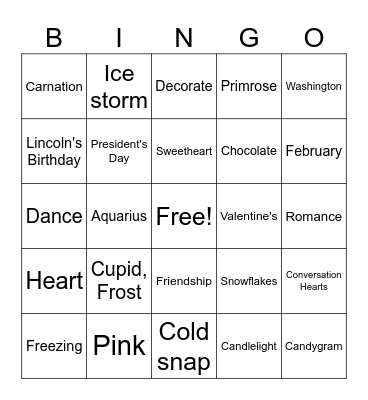 FEBRUARY BINGO Card
