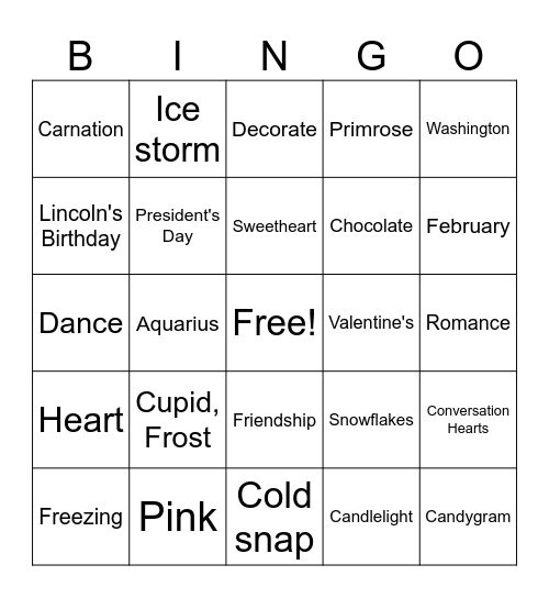 FEBRUARY BINGO Card